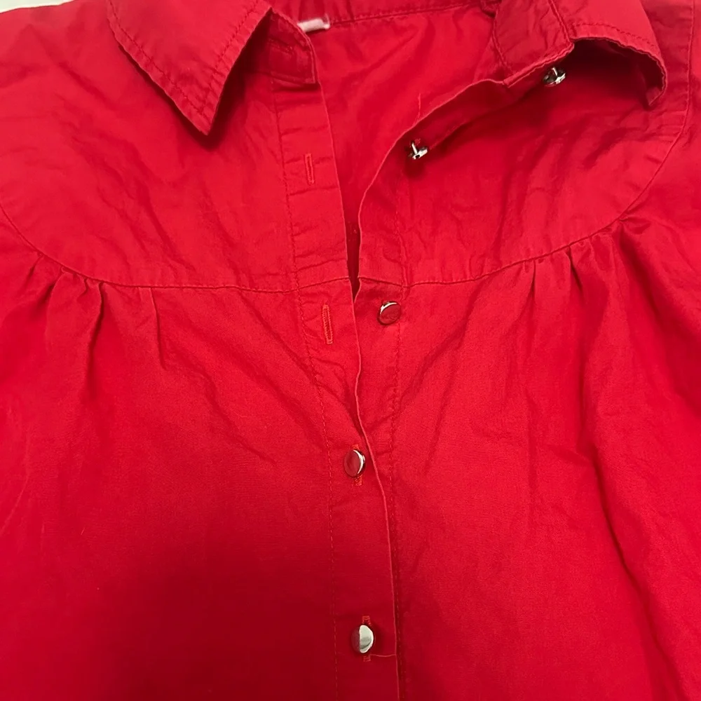 Vibrant Red Button-Up Dress - Picture 5 of 6